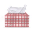 Pastel Madras Pattern Print Leather Tissue Box Cover