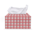 Pastel Madras Pattern Print Leather Tissue Box Cover