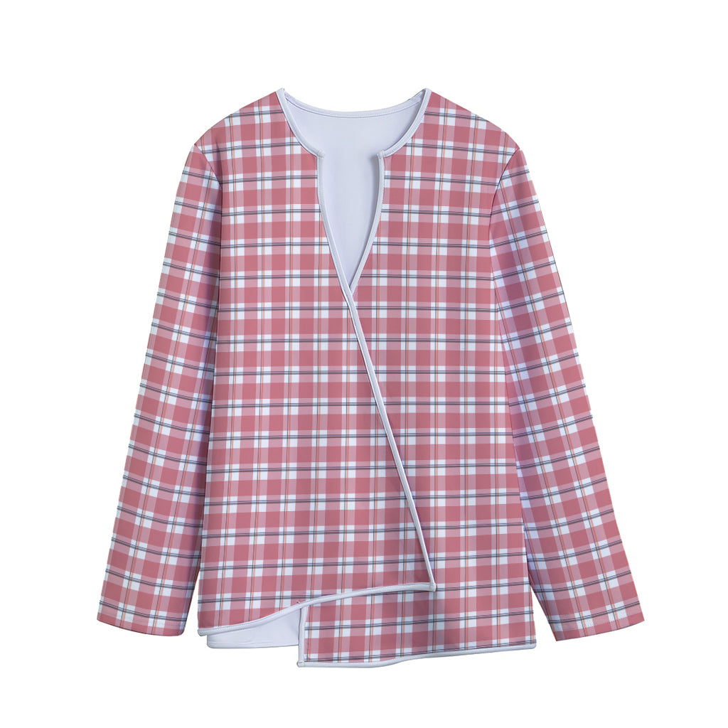 Pastel Madras Pattern Print Long Sleeve Short Coat