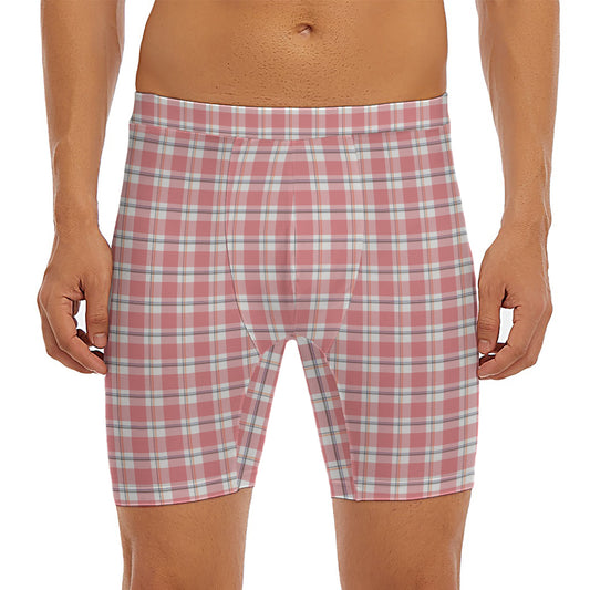 Pastel Madras Pattern Print Men's Long Boxer Briefs