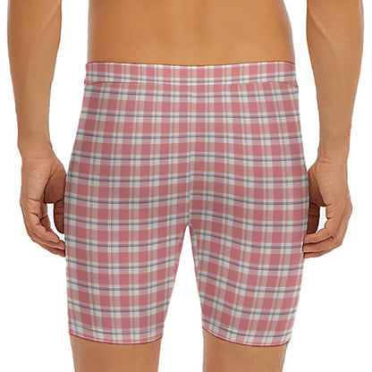 Pastel Madras Pattern Print Men's Long Boxer Briefs