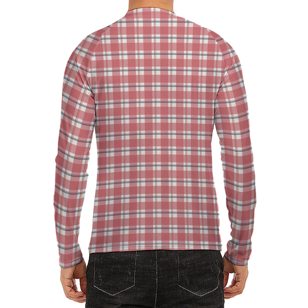 Pastel Madras Pattern Print Men's Long Sleeve Rash Guard