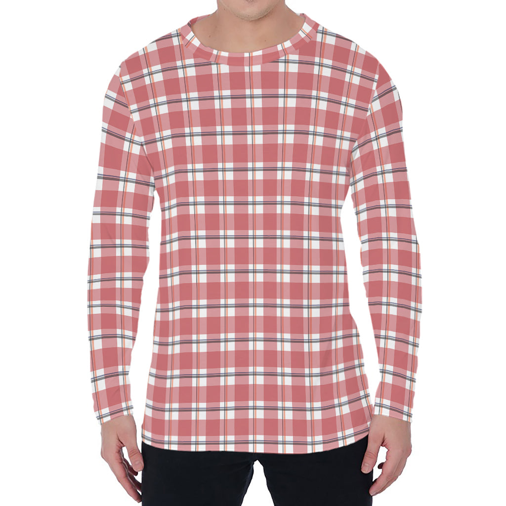 Pastel Madras Pattern Print Men's Long Sleeve T-Shirt