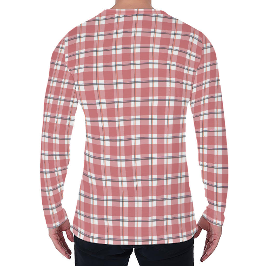 Pastel Madras Pattern Print Men's Long Sleeve T-Shirt