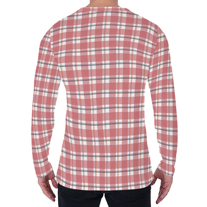 Pastel Madras Pattern Print Men's Long Sleeve T-Shirt