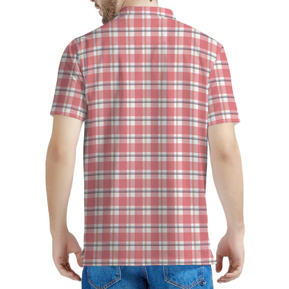 Pastel Madras Pattern Print Men's Polo Shirt