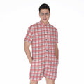Pastel Madras Pattern Print Men's Romper