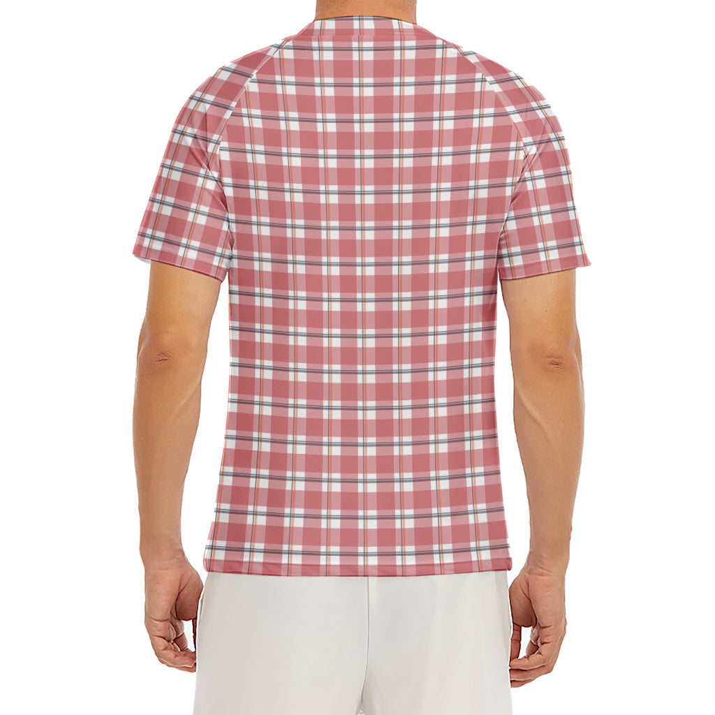 Pastel Madras Pattern Print Men's Short Sleeve Rash Guard