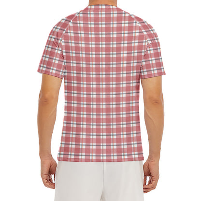 Pastel Madras Pattern Print Men's Short Sleeve Rash Guard