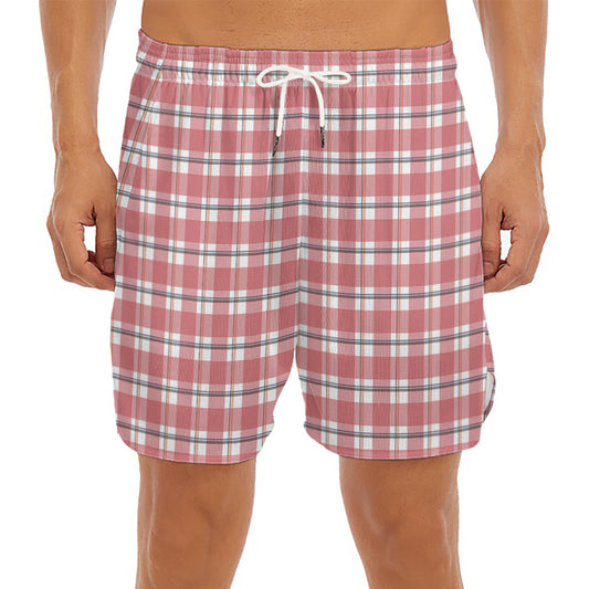 Pastel Madras Pattern Print Men's Split Running Shorts