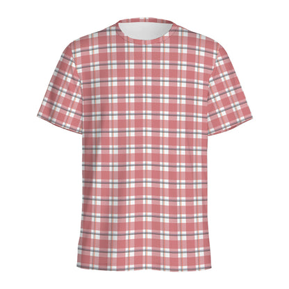 Pastel Madras Pattern Print Men's Sports T-Shirt