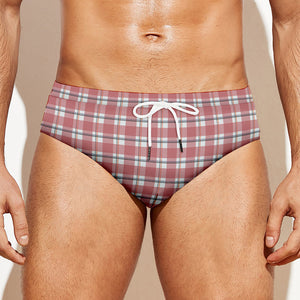 Pastel Madras Pattern Print Men's Swim Briefs