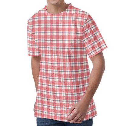Pastel Madras Pattern Print Men's Velvet T-Shirt