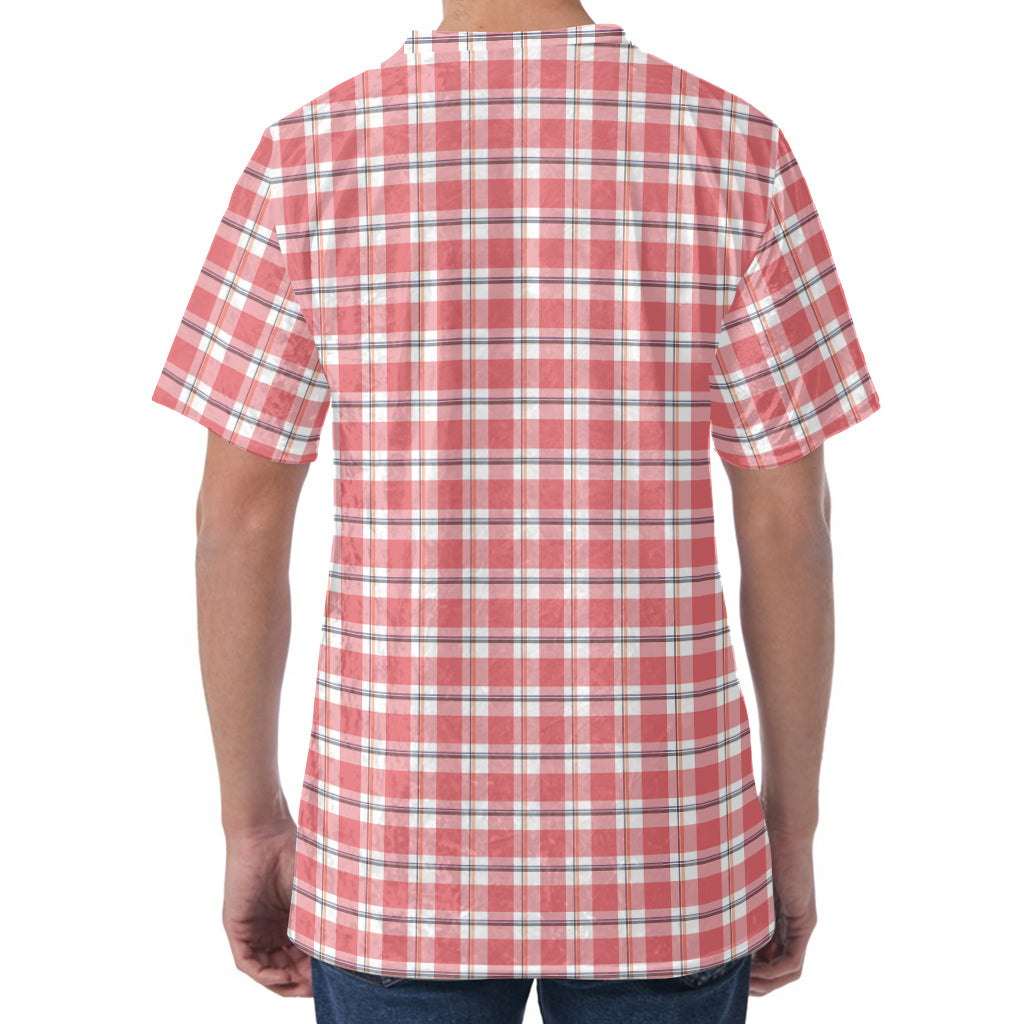 Pastel Madras Pattern Print Men's Velvet T-Shirt