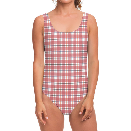 Pastel Madras Pattern Print One Piece Swimsuit