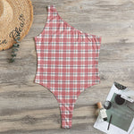 Pastel Madras Pattern Print One Shoulder Bodysuit