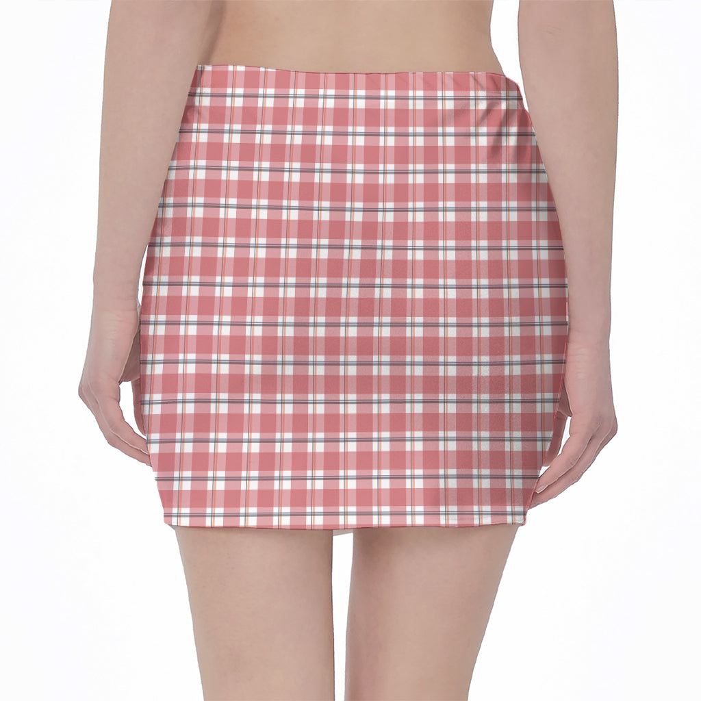 Pastel Madras Pattern Print Pencil Mini Skirt