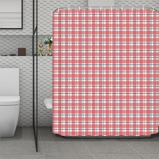 Pastel Madras Pattern Print Polyester Shower Curtain