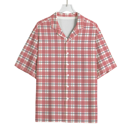 Pastel Madras Pattern Print Rayon Hawaiian Shirt