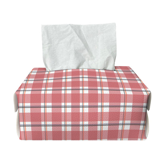 Pastel Madras Pattern Print Rectangle Tissue Box Cover