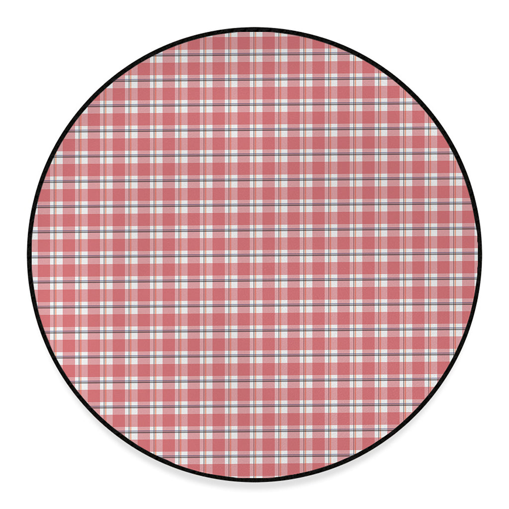 Pastel Madras Pattern Print Round Floor Mat