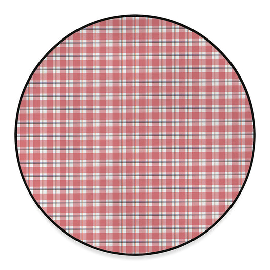 Pastel Madras Pattern Print Round Floor Mat