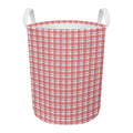 Pastel Madras Pattern Print Round Laundry Basket