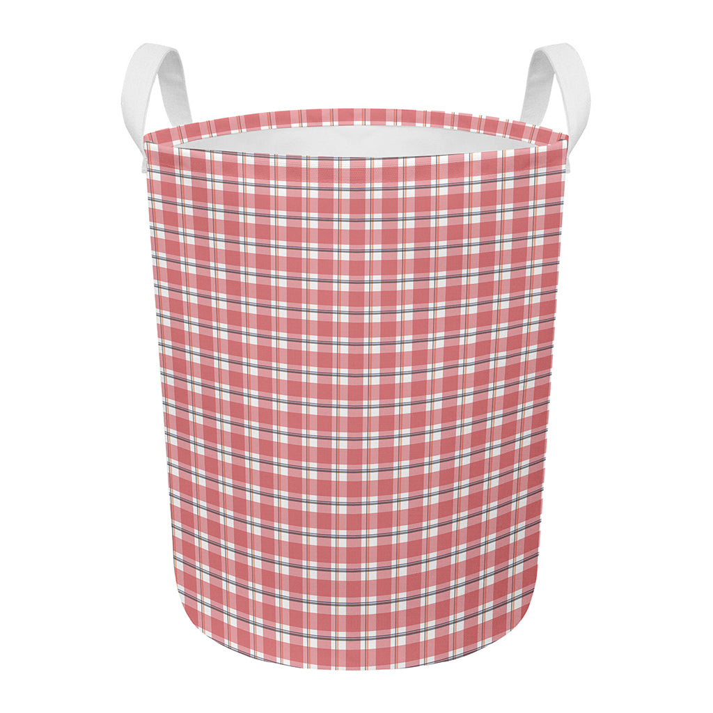 Pastel Madras Pattern Print Round Laundry Basket