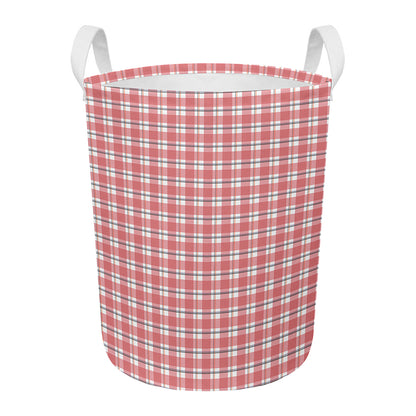 Pastel Madras Pattern Print Round Laundry Basket