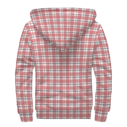 Pastel Madras Pattern Print Sherpa Lined Zip Up Hoodie