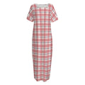 Pastel Madras Pattern Print Short Sleeve Long Nightdress