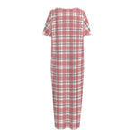 Pastel Madras Pattern Print Short Sleeve Long Nightdress