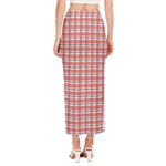 Pastel Madras Pattern Print Side Slit Maxi Skirt