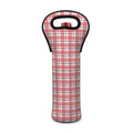 Pastel Madras Pattern Print Single Neoprene Wine Tote