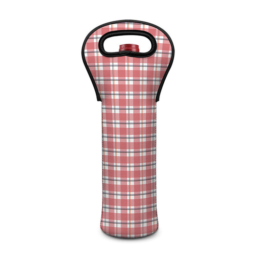Pastel Madras Pattern Print Single Neoprene Wine Tote