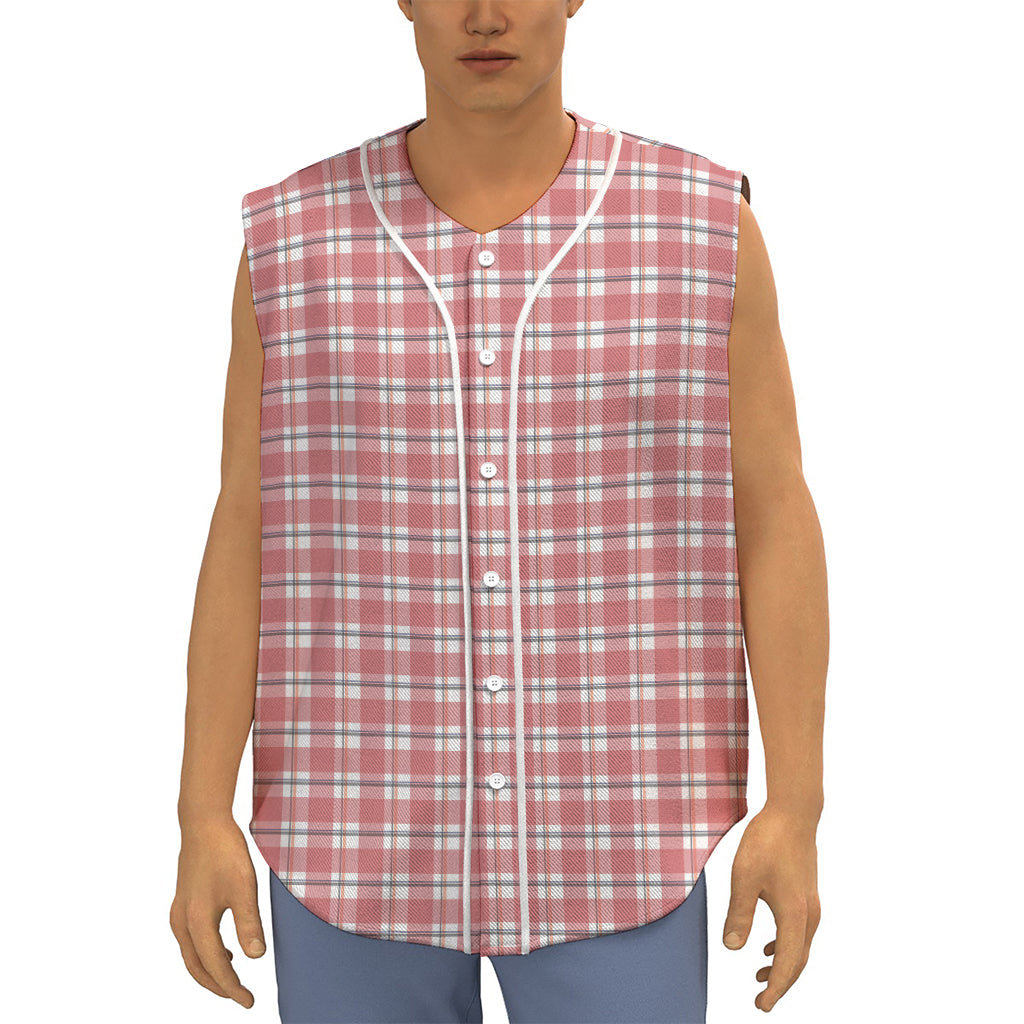 Pastel Madras Pattern Print Sleeveless Baseball Jersey