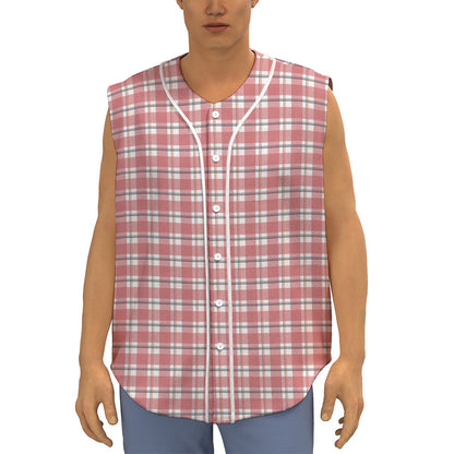 Pastel Madras Pattern Print Sleeveless Baseball Jersey