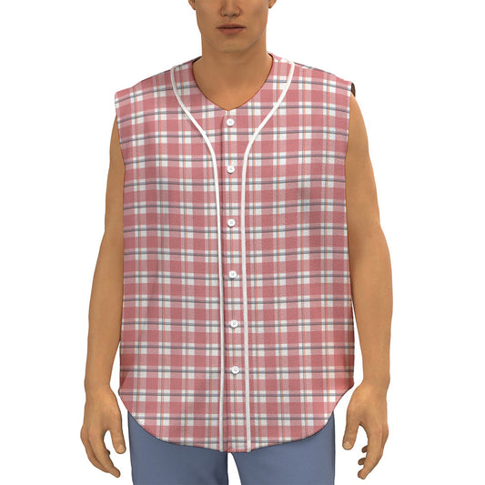Pastel Madras Pattern Print Sleeveless Baseball Jersey
