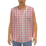 Pastel Madras Pattern Print Sleeveless Baseball Jersey