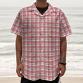 Pastel Madras Pattern Print Textured Short Sleeve Shirt