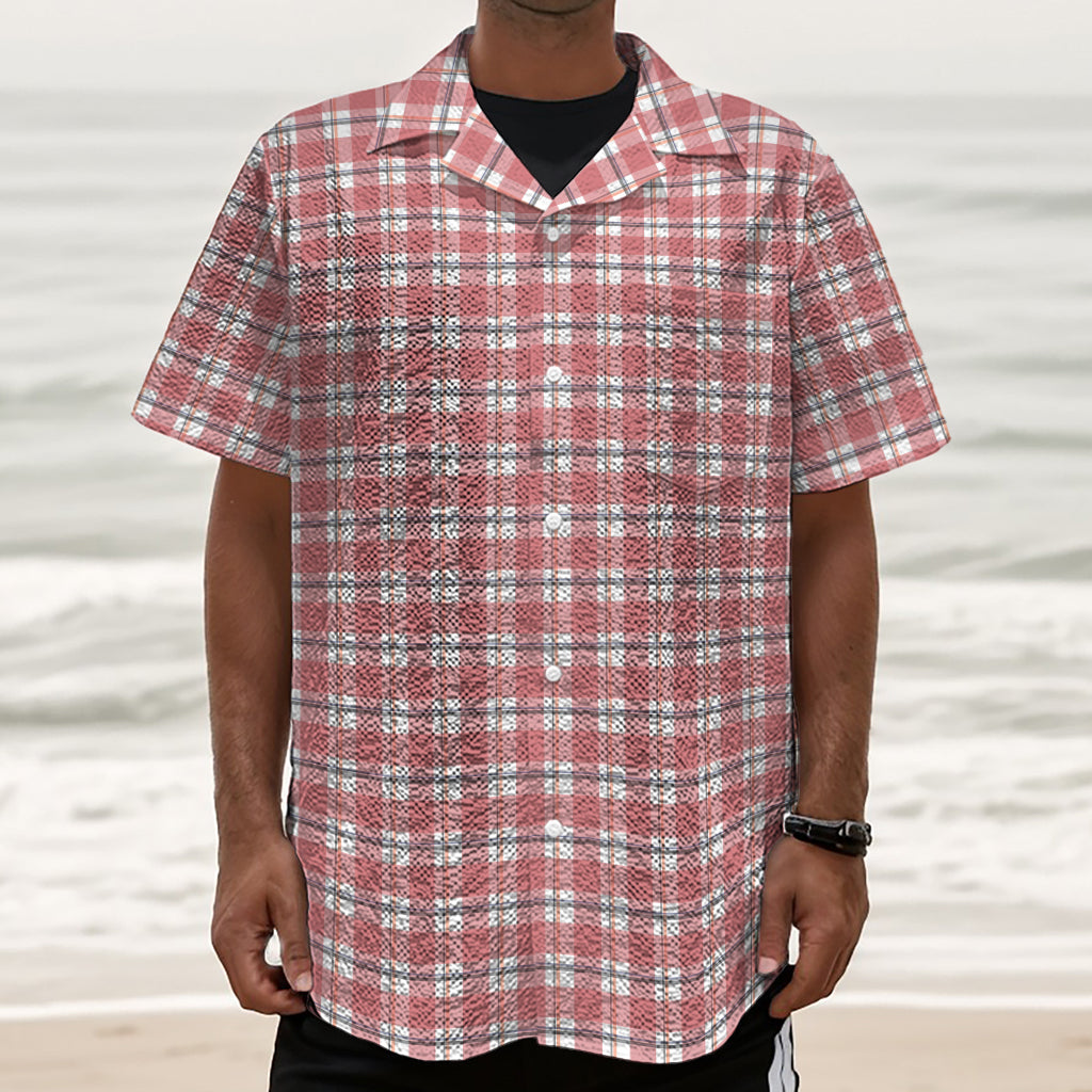 Pastel Madras Pattern Print Textured Short Sleeve Shirt