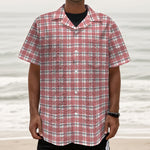 Pastel Madras Pattern Print Textured Short Sleeve Shirt