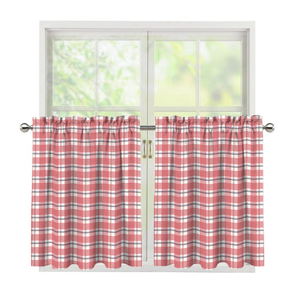 Pastel Madras Pattern Print Tier Curtains