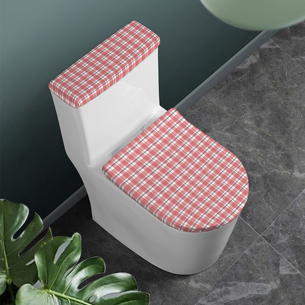 Pastel Madras Pattern Print Toilet Lid And Tank Cover Set