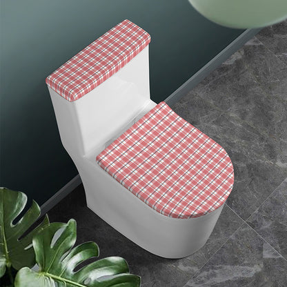 Pastel Madras Pattern Print Toilet Lid And Tank Cover Set