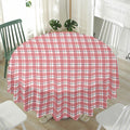 Pastel Madras Pattern Print Waterproof Round Tablecloth