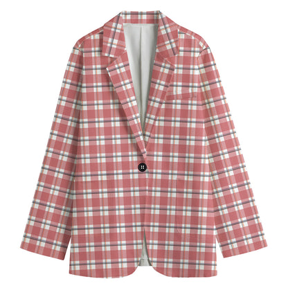 Pastel Madras Pattern Print Women's Blazer