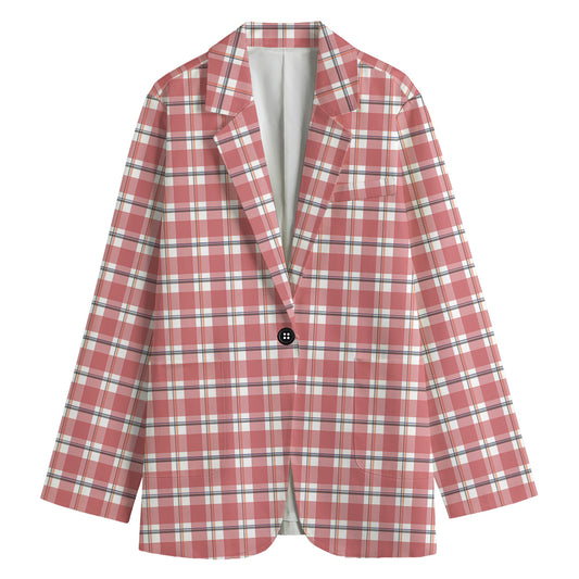 Pastel Madras Pattern Print Women's Blazer
