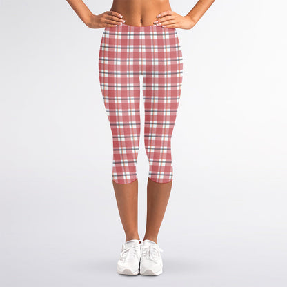 Pastel Madras Pattern Print Women's Capri Leggings