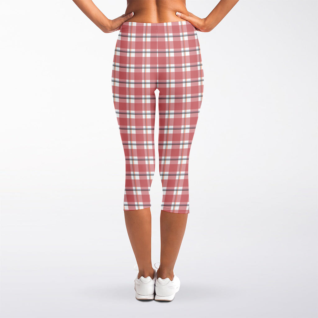 Pastel Madras Pattern Print Women's Capri Leggings